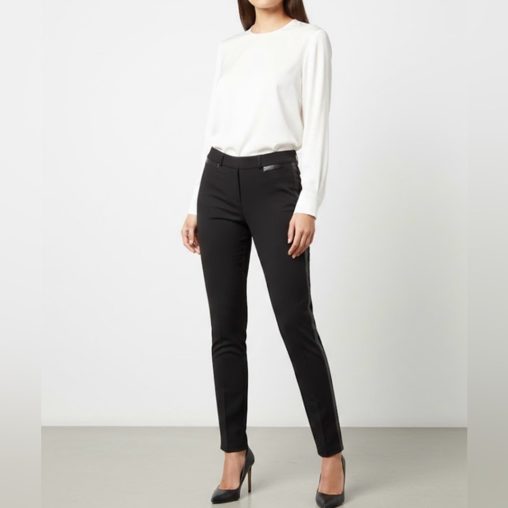 Corpcore Banana Republic Black Leather Trim Slacks Size 6